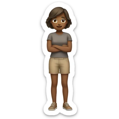 tan girl crossing arms sticker