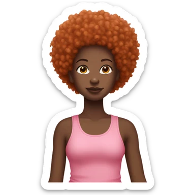 Black girl with ginger Afro in pink tank top sticker