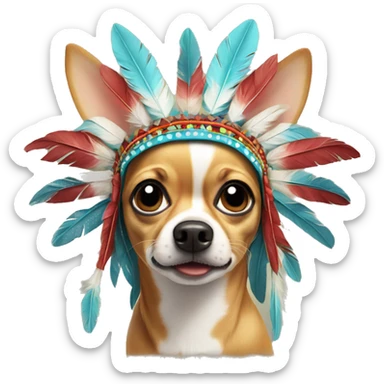 Chihuahua native headdress surprised  sticker