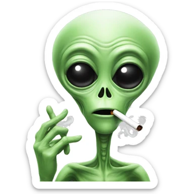 alien smoking a cigarette  sticker