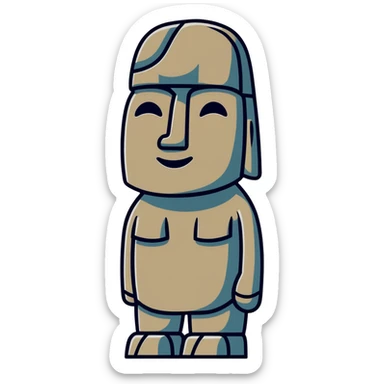 moai emoji with a happy face sticker