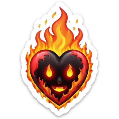 Black Heart on fire sticker