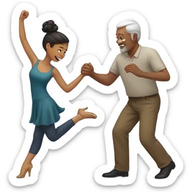 A young woman and older man learning to dance sticker