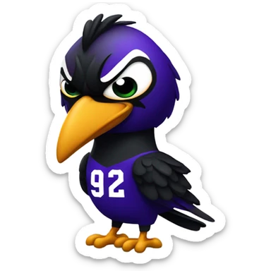 Angry Raven Bird wearing a football jersey with number 92 sticker