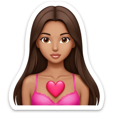 victoria’s secret model with long brunette straight hair heart sticker