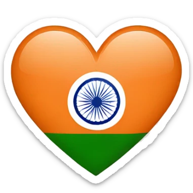 indian flag in heart sticker