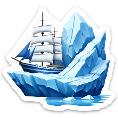 A ship moving past an iceberg sticker