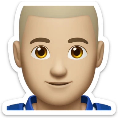 young man brazilian jiu jitsu shaved head white-belt sticker