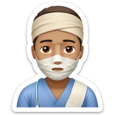 injured hospital patient taking care of himself sticker