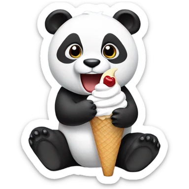 Panda eating ice cream sticker