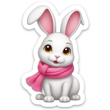 a rabbit with a pink scarf around its neck sticker