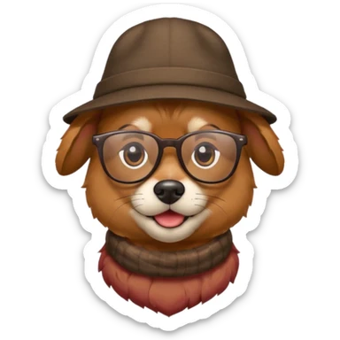 dog wearing a hat and glassess sticker