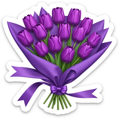 purple tulip bouquet with purple paper wrap sticker