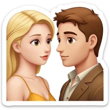 two lovers looking at eachother very romanticaly sticker
