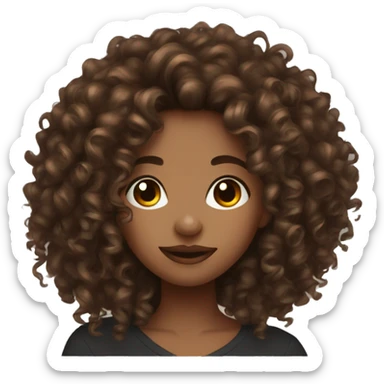 brown curly hair girl with septum piercing  sticker