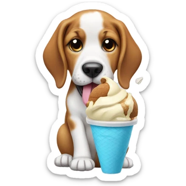 Puppy beagle eating ice cream  sticker