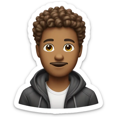 brown boy with curly hair taper fade and goatee  sticker