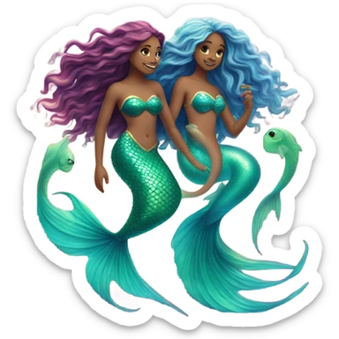 Yanni and Lev as a mermaid sticker