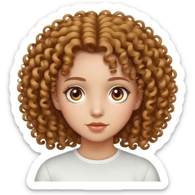curly hair with hazel eyes girl with light skin white sticker