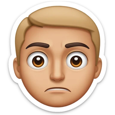 disgusted face eyebrows up but mixed with a straight face sticker