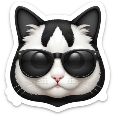 Tuxedo cat wearing sunglasses sticker