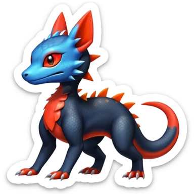 Cute Shiny Guilmon-Salandit-Umbreon-Fakémon-hybrid-creature (full body)  sticker
