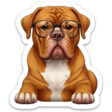 Dogue de Bordeaux with glasses sticker
