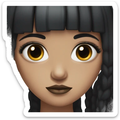 Goth girl with black hair and peach skin with black under her eyes sticker