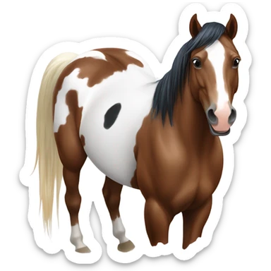 Happy paint horse with bay quarter horse  sticker