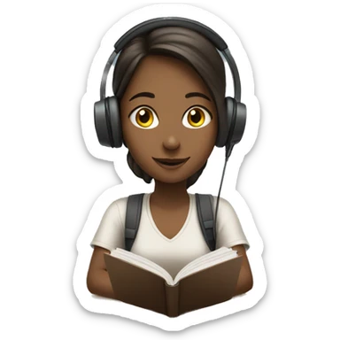girl studying with headphones on sticker