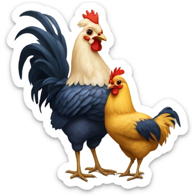 Familia gallo gallina y pollitos  sticker