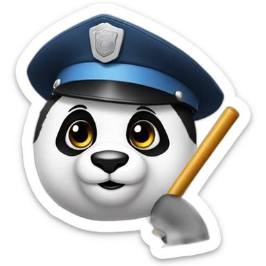 panda with baton and police cap sticker