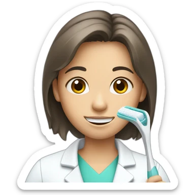 dentist girl with a toothbrush in his hand sticker