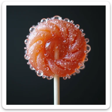 realistic lollipop, close-up, condensation, photorealistic style sticker