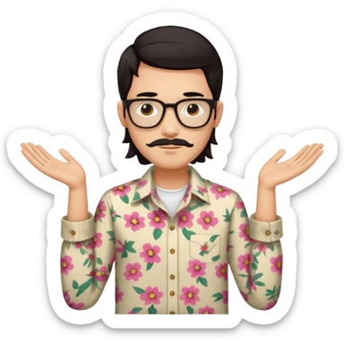 flowered hipster shirt long armed sticker