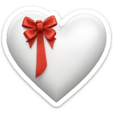 White pretty heart with a red bow wrapped around it in the middle  sticker