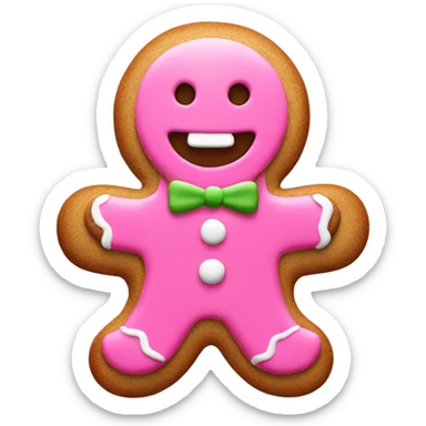 Gingerbread cookie man with pink glazing  sticker