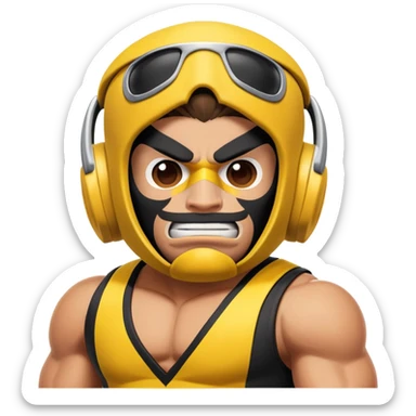 El Primo character from Brawl Stars, a muscular wrestler with a luchador mask and yellow and black outfit sticker