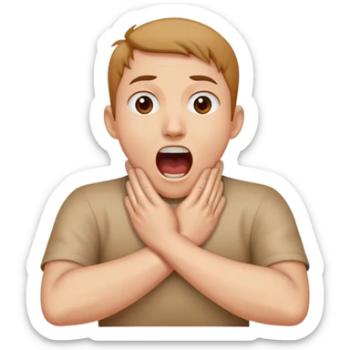 hands crossed around neck with guy screaming  sticker