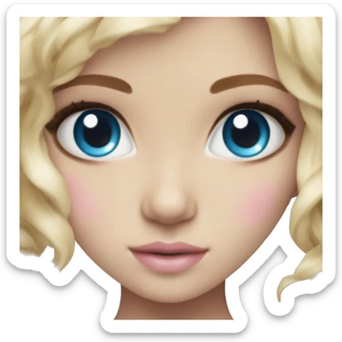 ocean blue doll eyes, blonde hair, feminine, pink, girl, angelic sticker