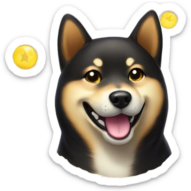 Black Shiba Inu smiling face with halo sticker