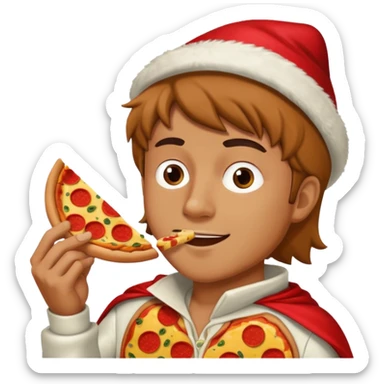 Create a man in a costume eating pizza sticker