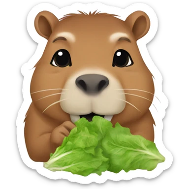 Capybara eating lettuce sticker