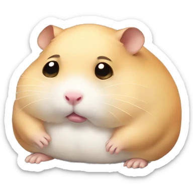 morbidly obese hamster that is sad and crying sticker