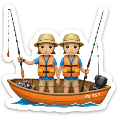 Two people in a boat  sticker