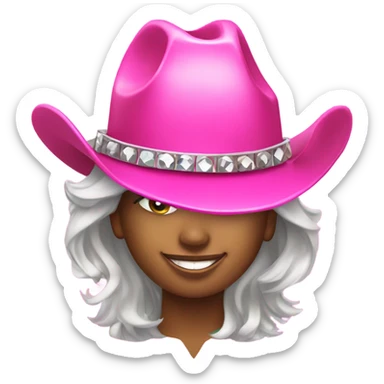 Disco ball wearing a pink cowgirl hat sticker