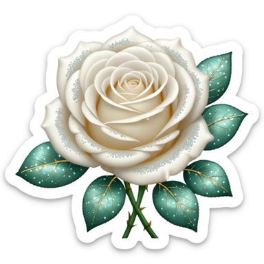 Glitter White Roses sticker