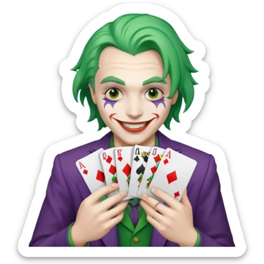 Faça um emoji bem real do Jocker com cartas na mao sticker