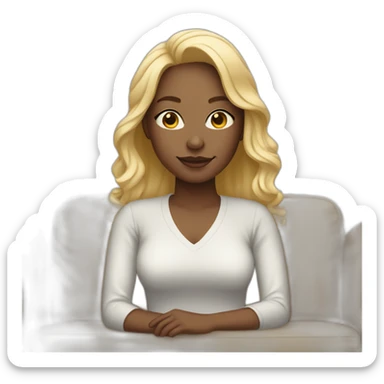 woman with light skintone  and blonde hair on a sofa sticker