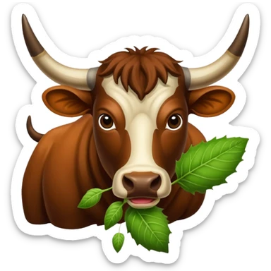 Longhorn Bull eating buckeye leaf sticker
